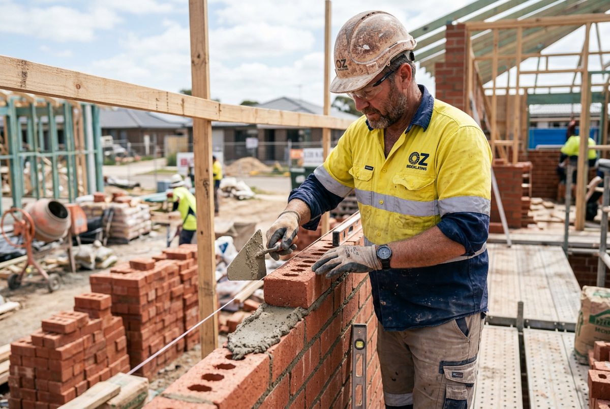 Bricklayer professional at work