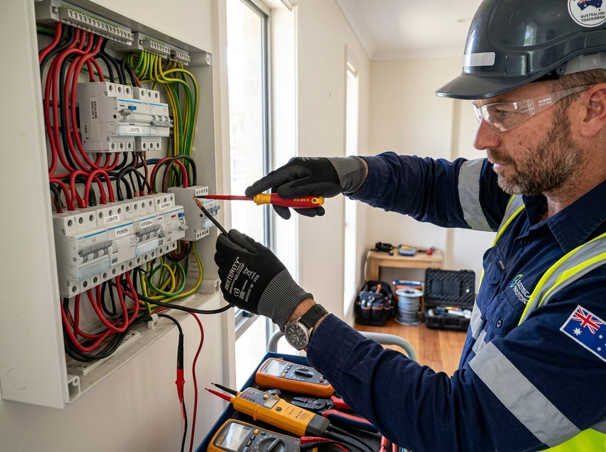 Electrician professional at work